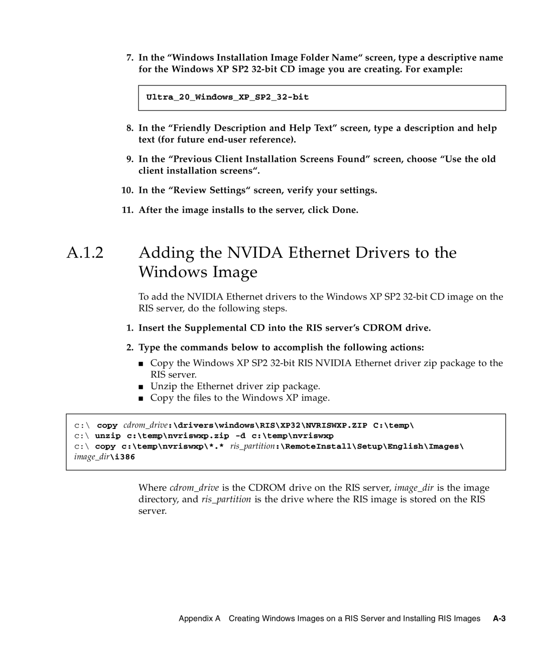 Sun Microsystems 20 manual Adding the Nvida Ethernet Drivers to the Windows Image 