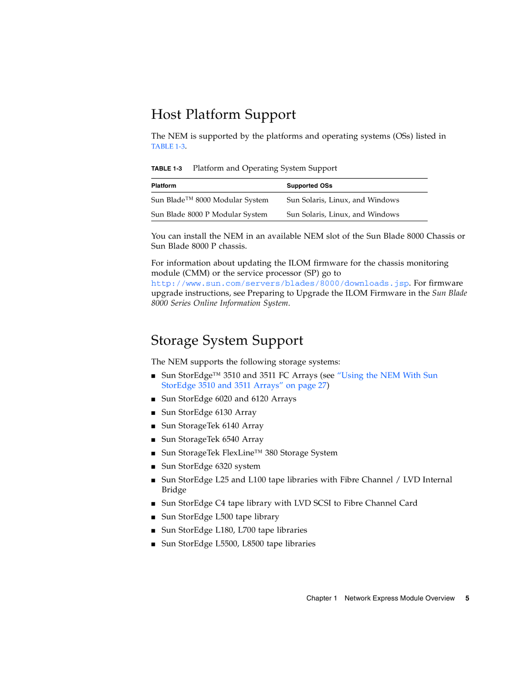 Sun Microsystems 2.0 manual Host Platform Support, Storage System Support 