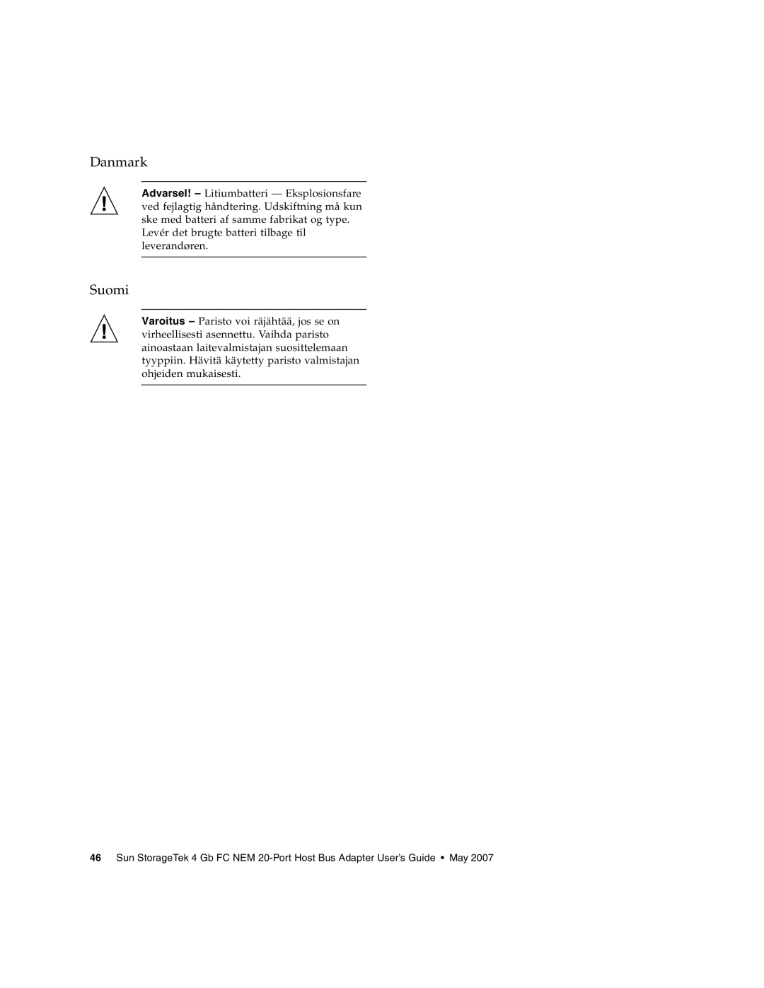 Sun Microsystems 2.0 manual Danmark, Suomi 