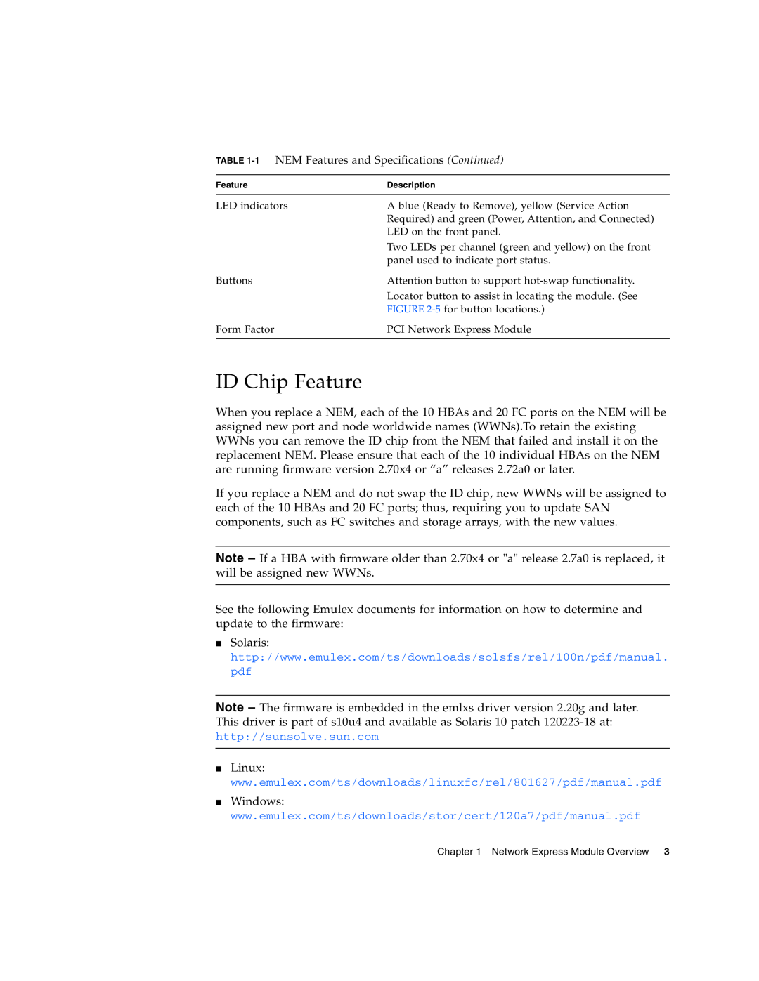 Sun Microsystems 2.0 manual ID Chip Feature, http//sunsolve.sun.com 
