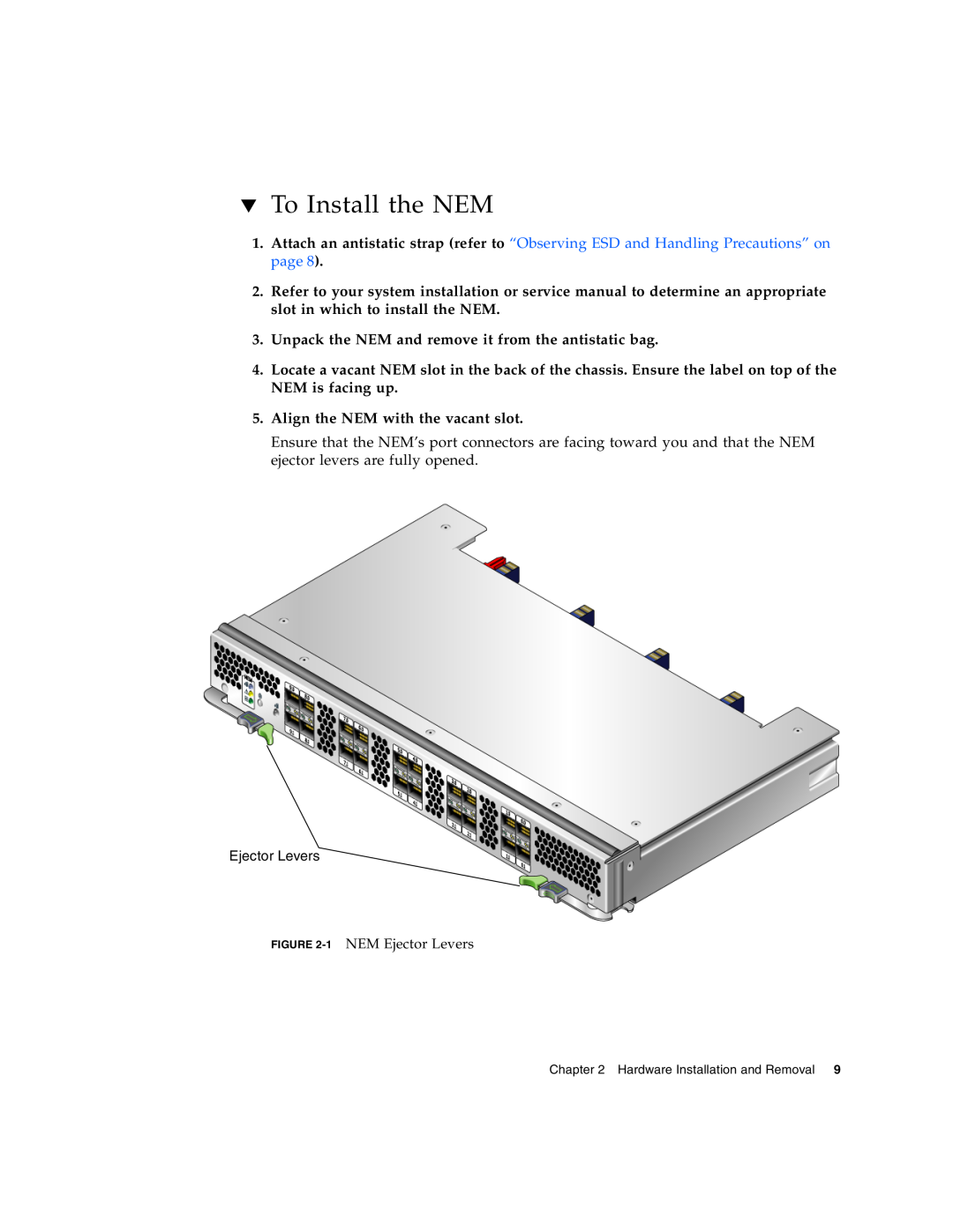 Sun Microsystems 2.0 manual To Install the NEM 