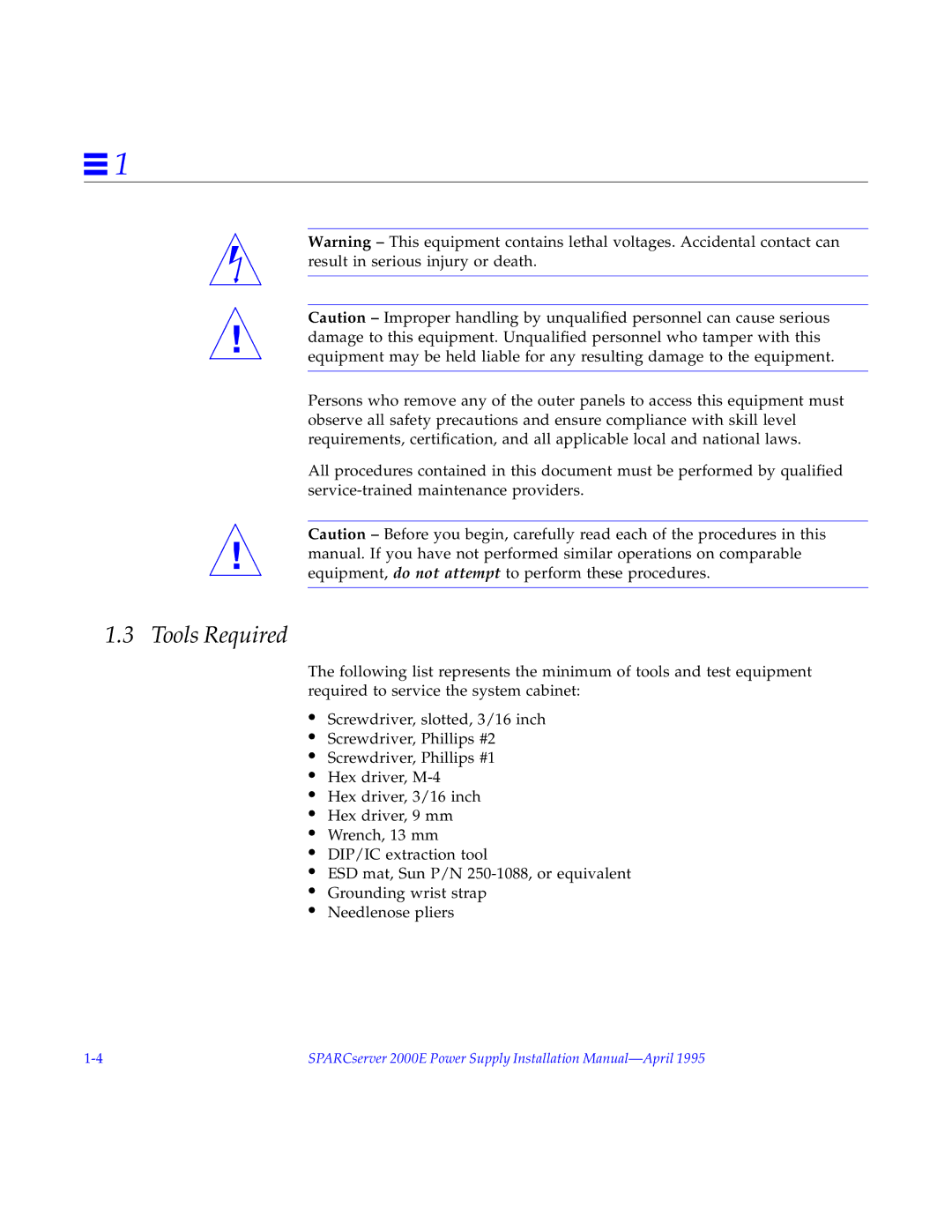 Sun Microsystems 2000E installation manual Tools Required 