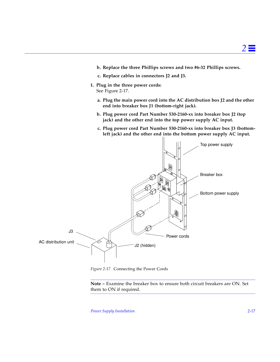 Sun Microsystems 2000E installation manual 17Connecting the Power Cords 