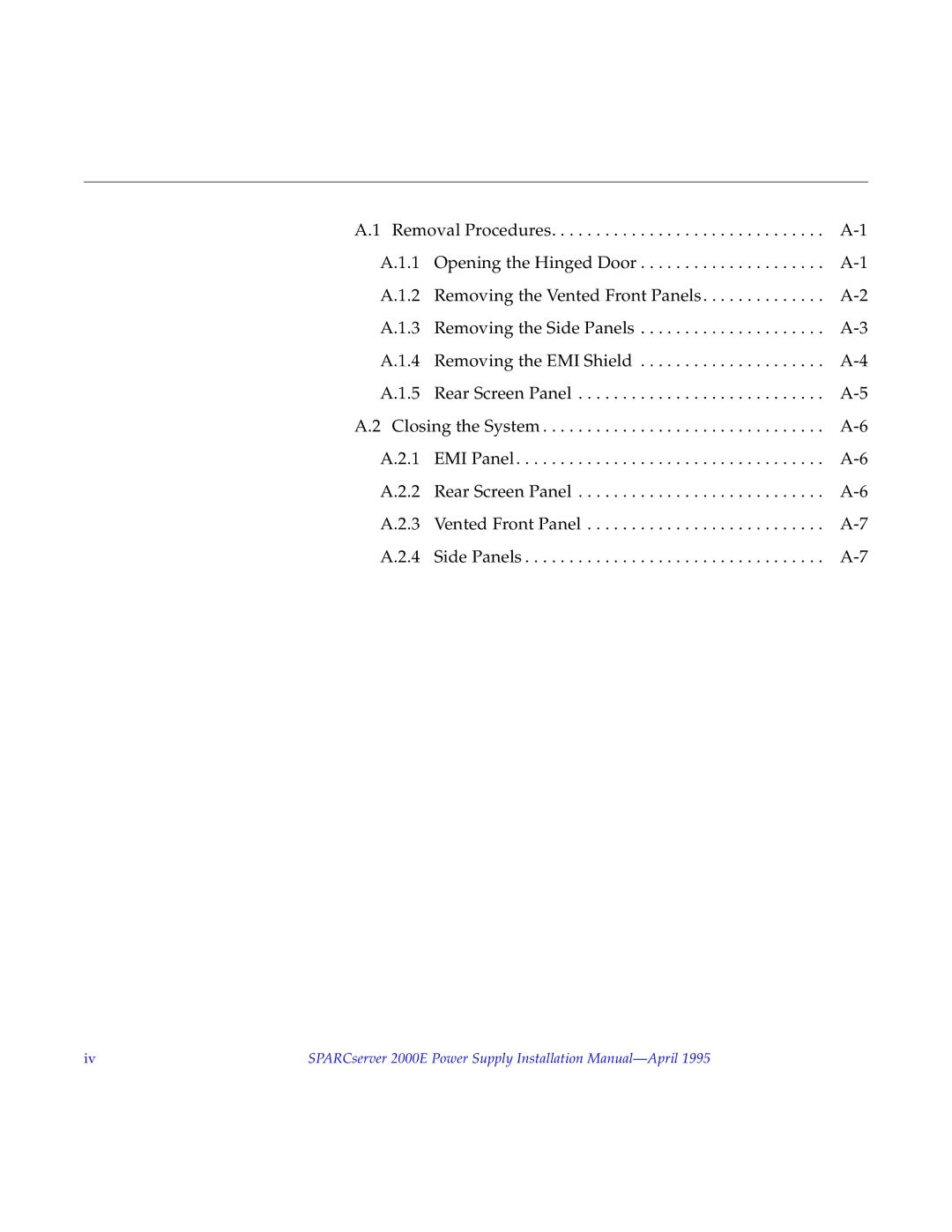 Sun Microsystems installation manual SPARCserver 2000E Power Supply Installation Manual-April 