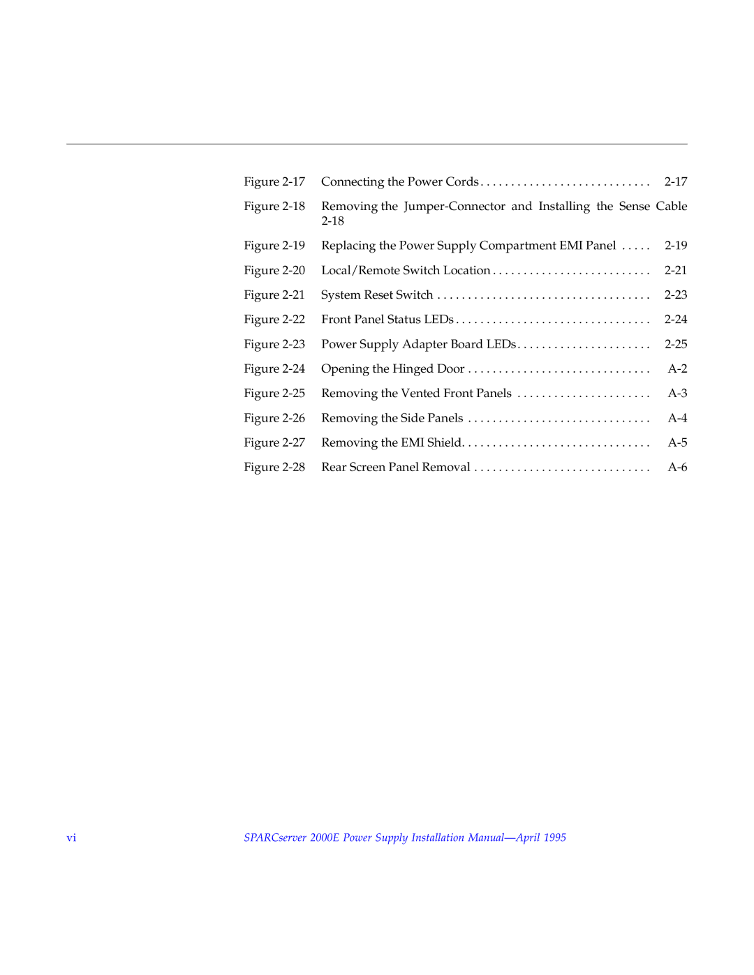 Sun Microsystems installation manual SPARCserver 2000E Power Supply Installation Manual-April 