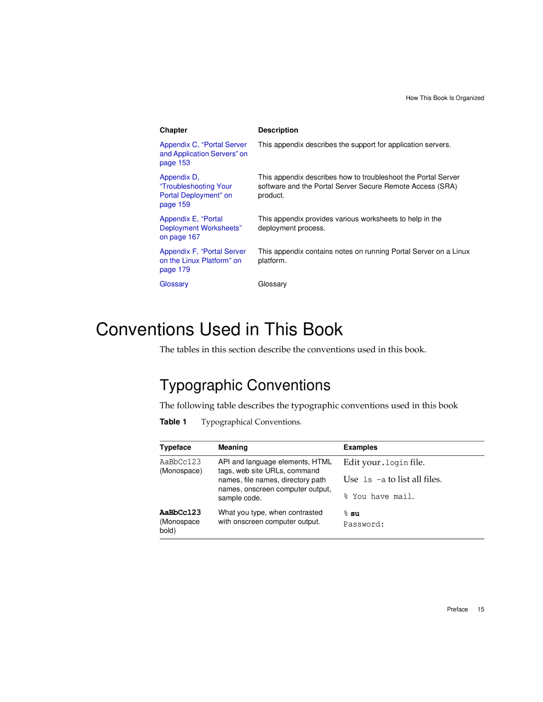 Sun Microsystems 2005Q1 manual Conventions Used in This Book, Typographic Conventions, Typographical Conventions 