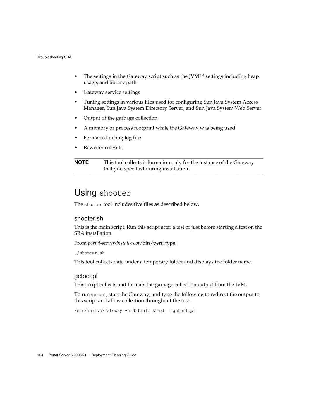 Sun Microsystems 2005Q1 manual Shooter.sh, Gctool.pl 