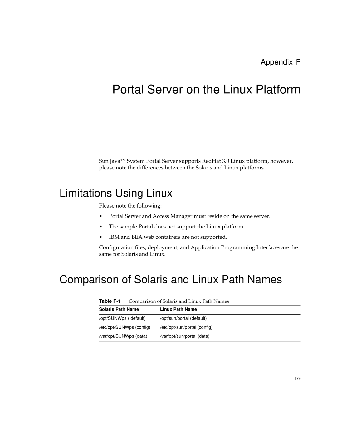 Sun Microsystems 2005Q1 manual Portal Server on the Linux Platform, Limitations Using Linux 