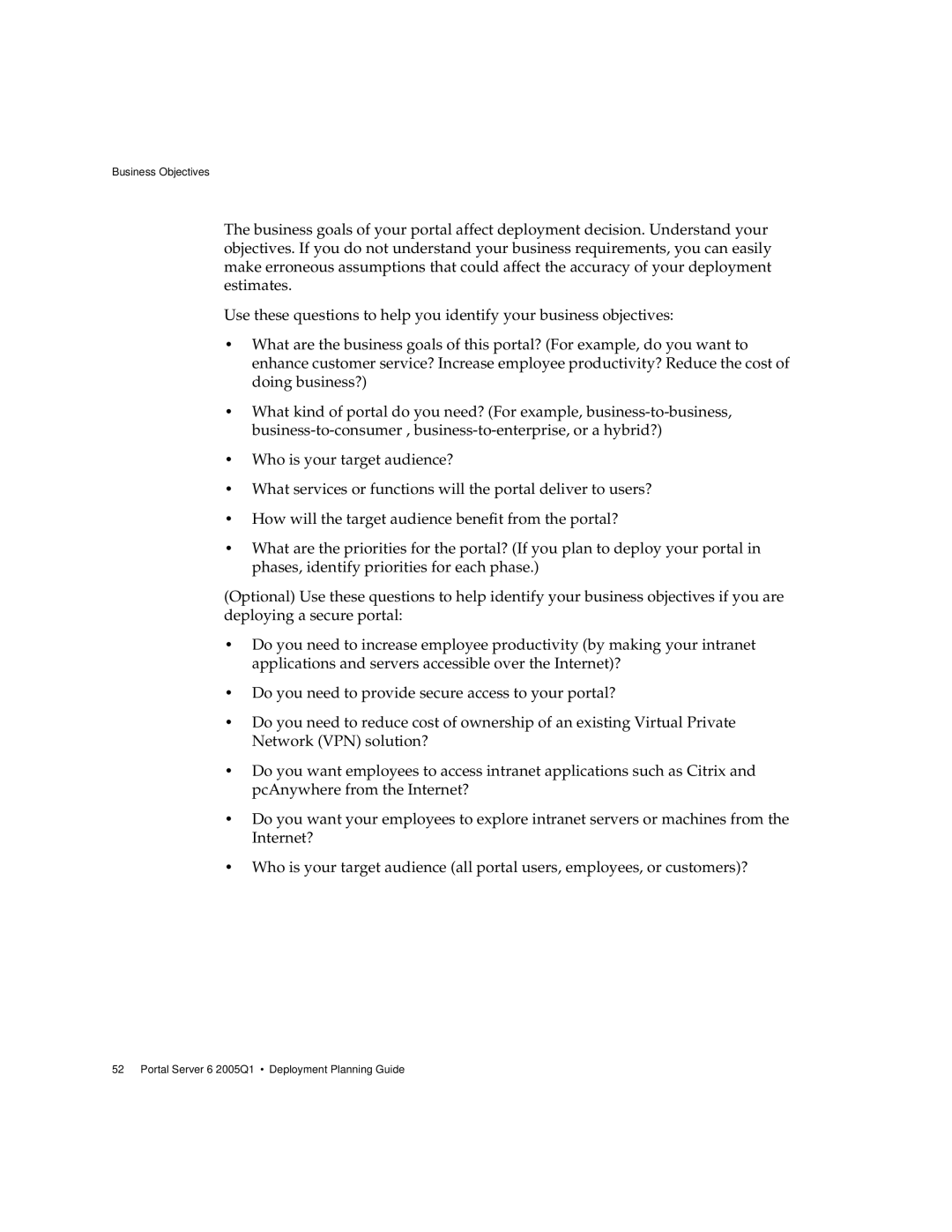 Sun Microsystems 2005Q1 manual Business Objectives 