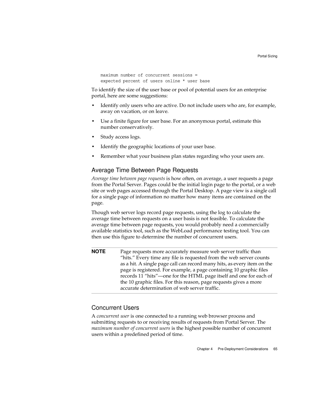 Sun Microsystems 2005Q1 manual Average Time Between Page Requests, Concurrent Users 