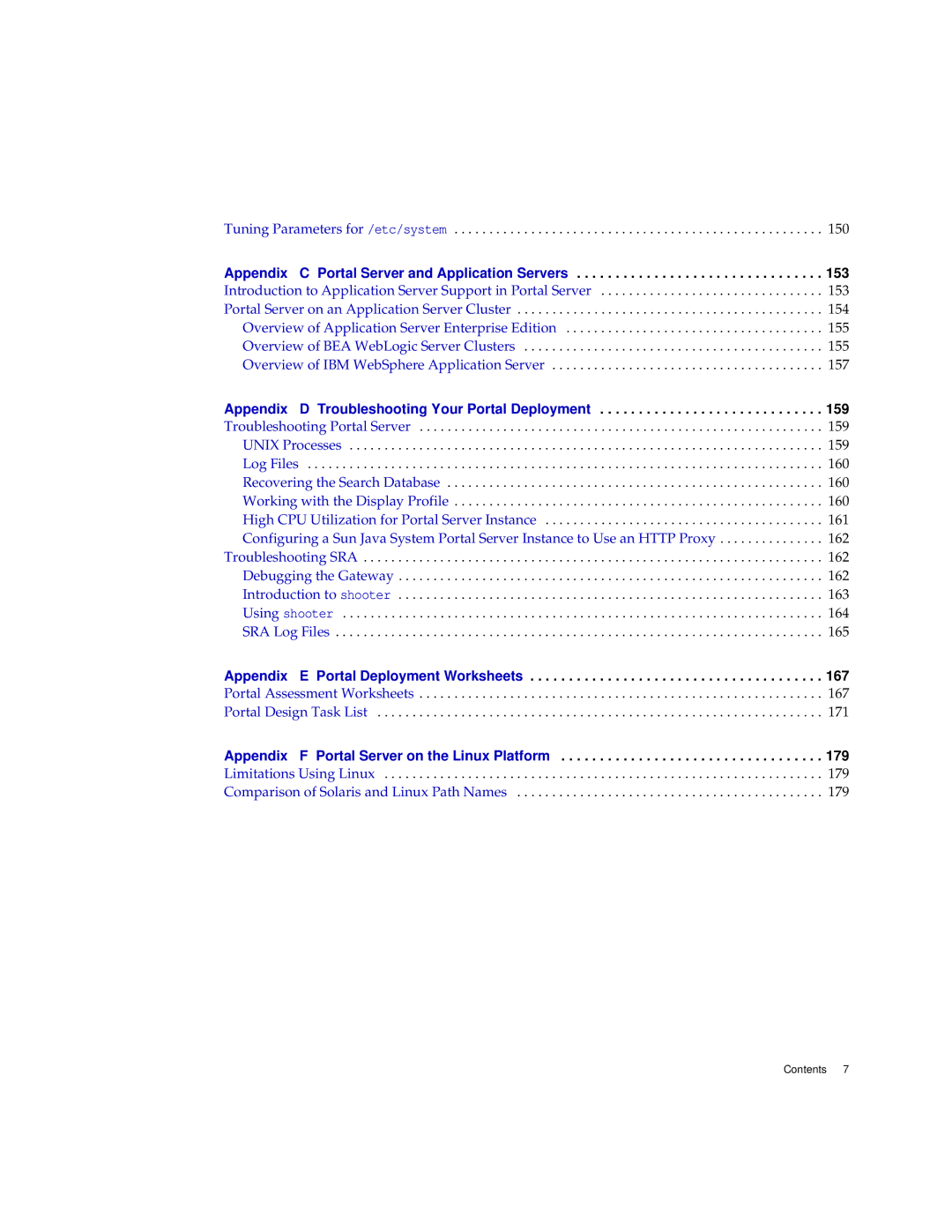 Sun Microsystems 2005Q1 manual Appendix E Portal Deployment Worksheets 167 