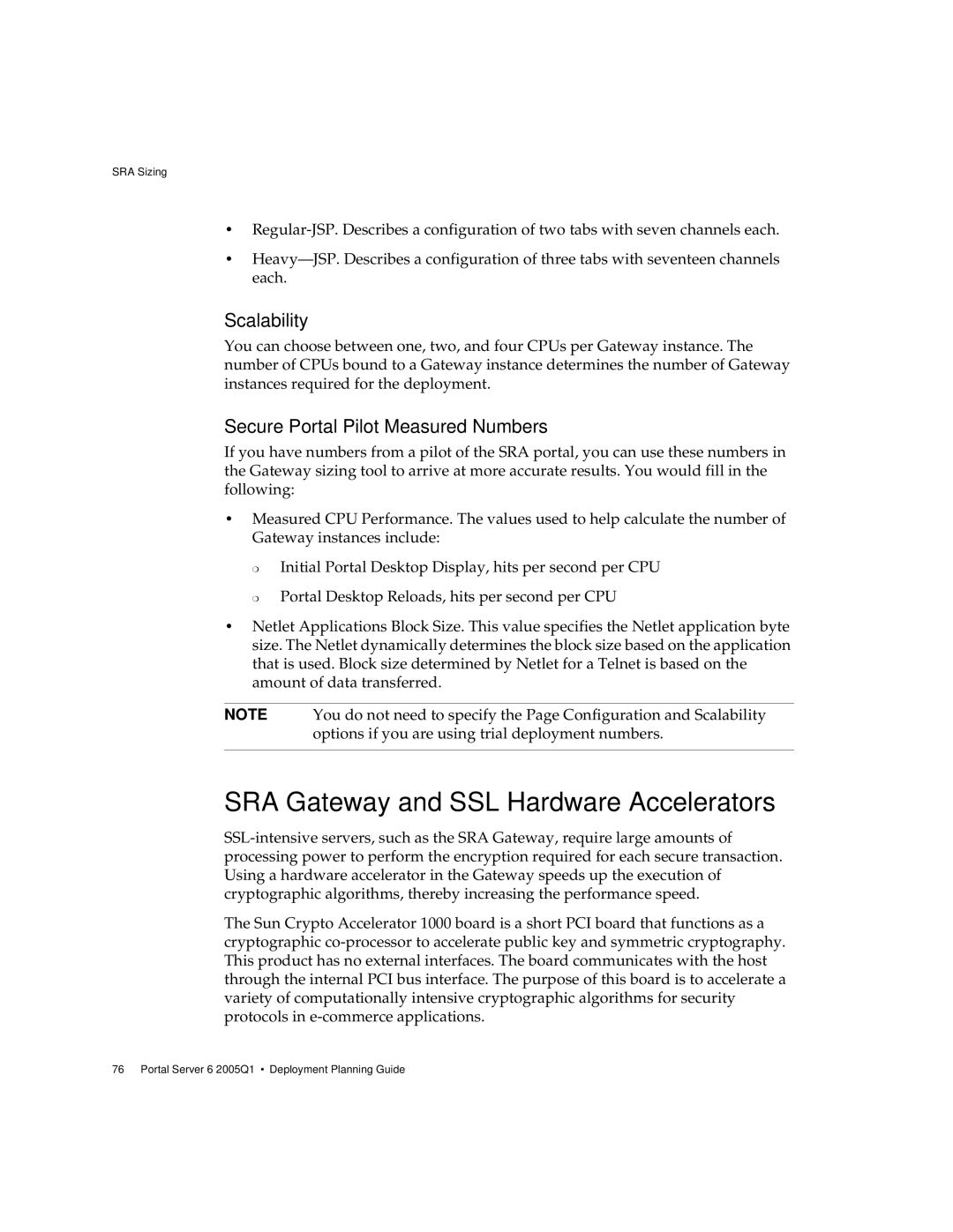 Sun Microsystems 2005Q1 manual SRA Gateway and SSL Hardware Accelerators, Scalability, Secure Portal Pilot Measured Numbers 