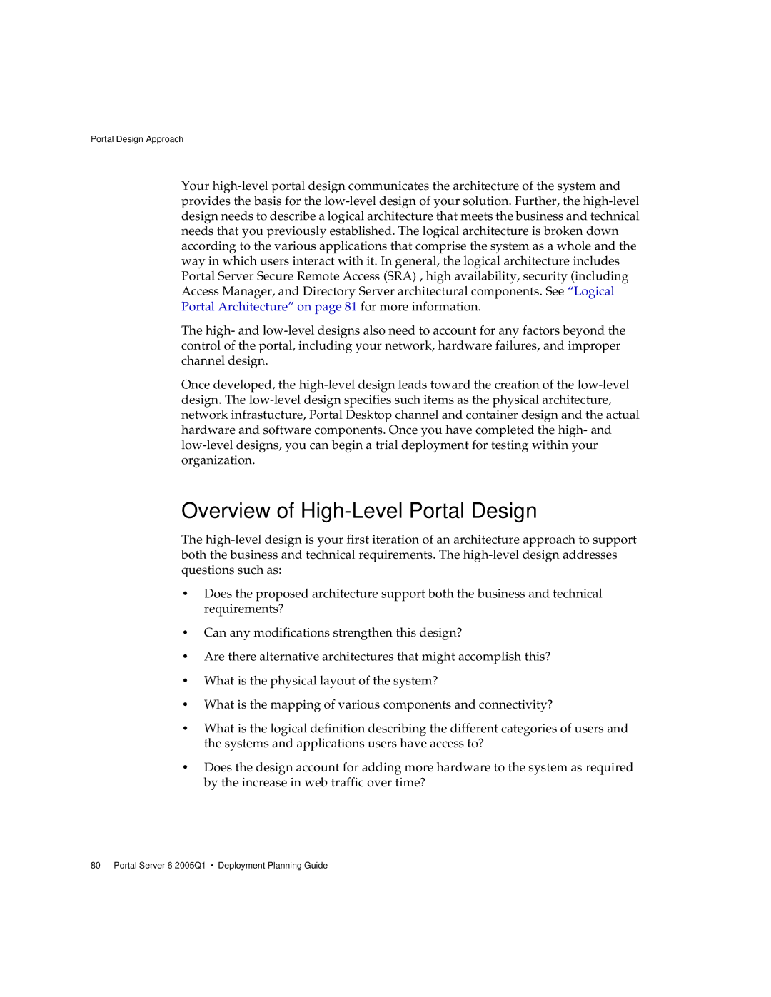 Sun Microsystems 2005Q1 manual Overview of High-Level Portal Design 