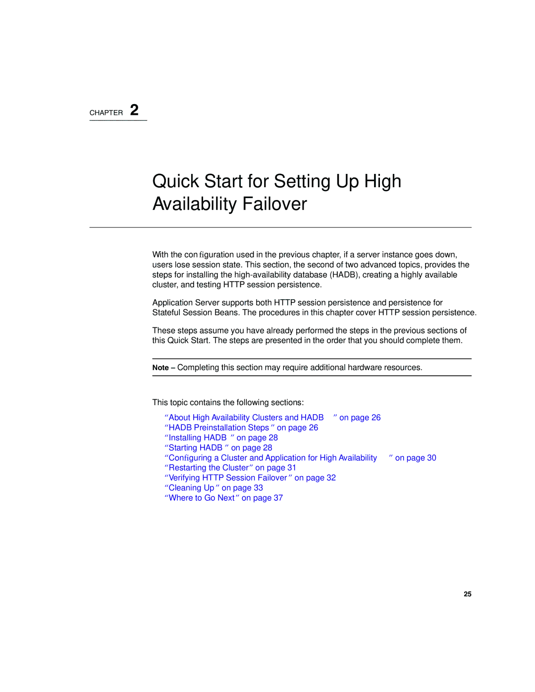 Sun Microsystems 2005Q2 quick start Quick Start for Setting Up High Availability Failover 