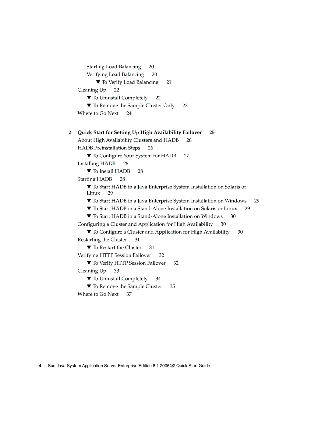 Sun Microsystems 2005Q2 quick start Quick Start for Setting Up High Availability Failover 