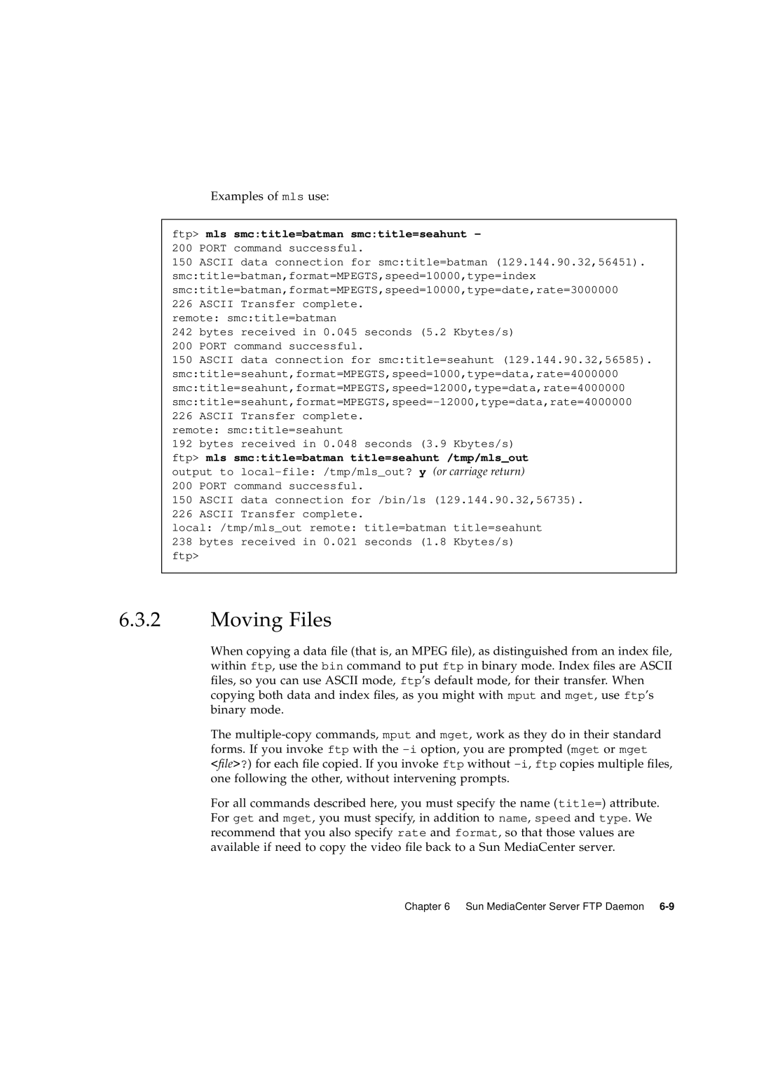 Sun Microsystems 2.1 manual Moving Files 