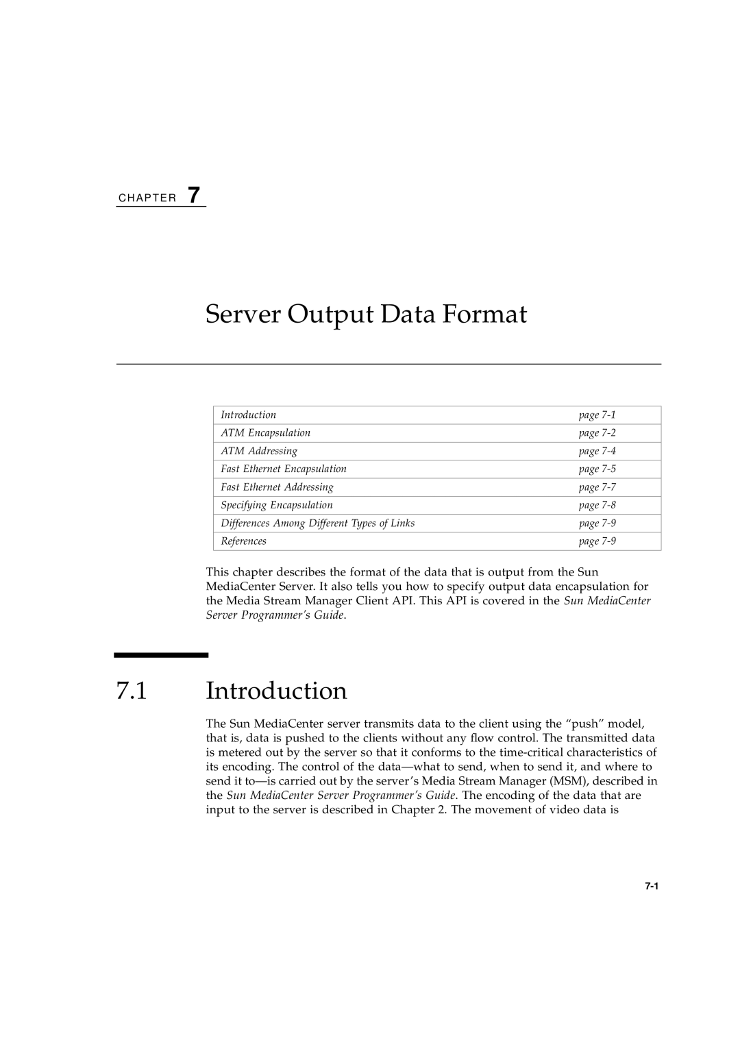 Sun Microsystems 2.1 manual Server Output Data Format, Introduction 