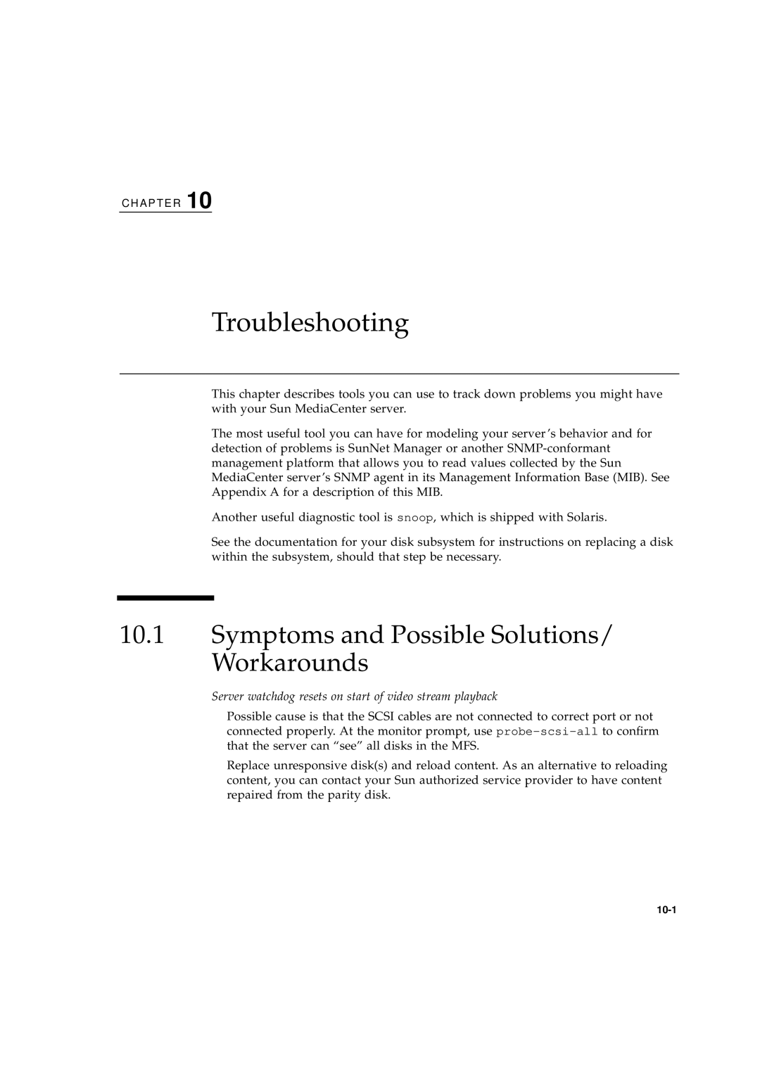 Sun Microsystems 2.1 manual Troubleshooting, Symptoms and Possible Solutions/ Workarounds 