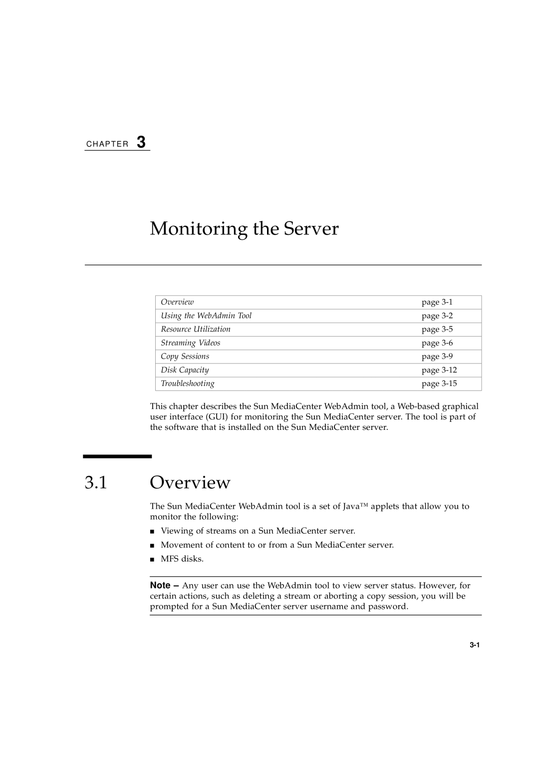 Sun Microsystems 2.1 manual Monitoring the Server, Overview 