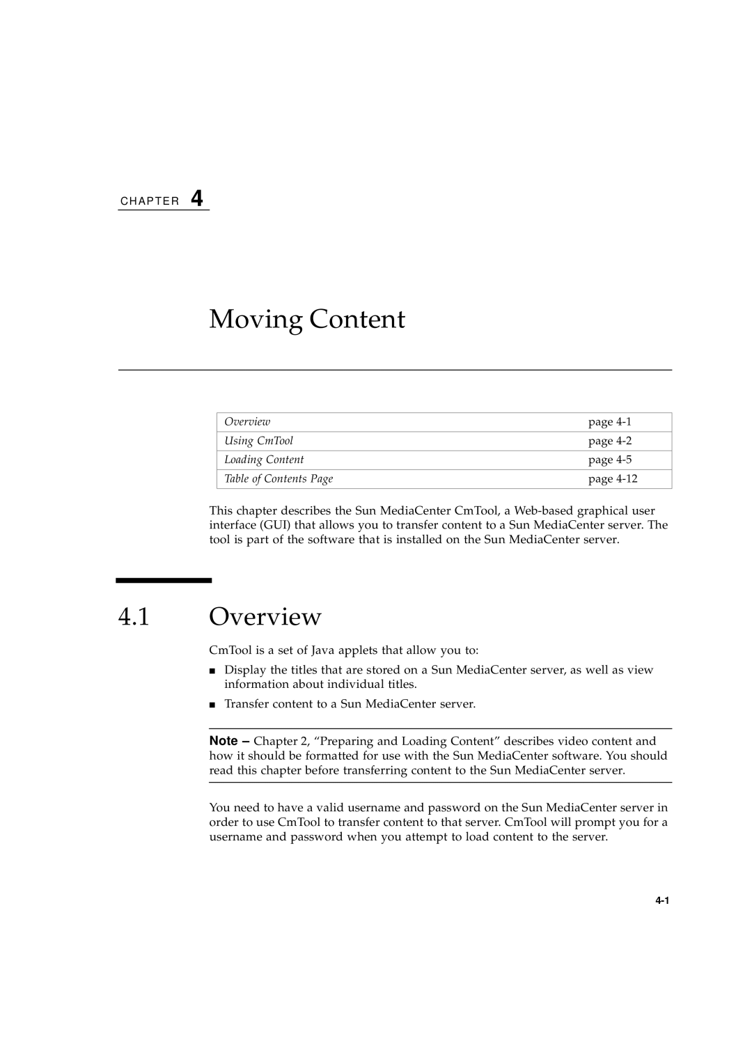 Sun Microsystems 2.1 manual Moving Content, Overview 