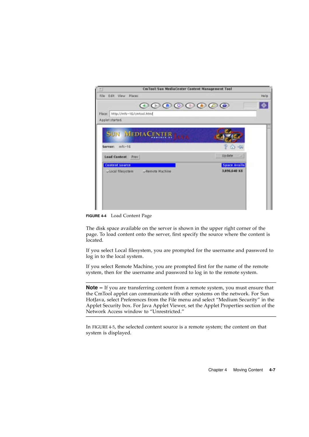 Sun Microsystems 2.1 manual 4 Load Content Page 