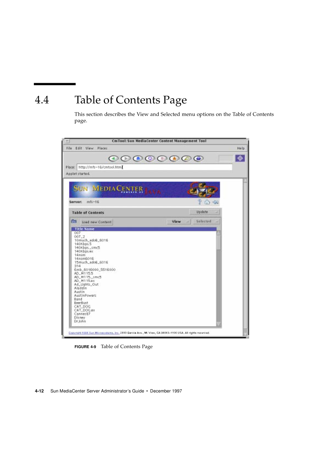 Sun Microsystems 2.1 manual 9 Table of Contents Page, Sun MediaCenter Server Administrator’s Guide December 