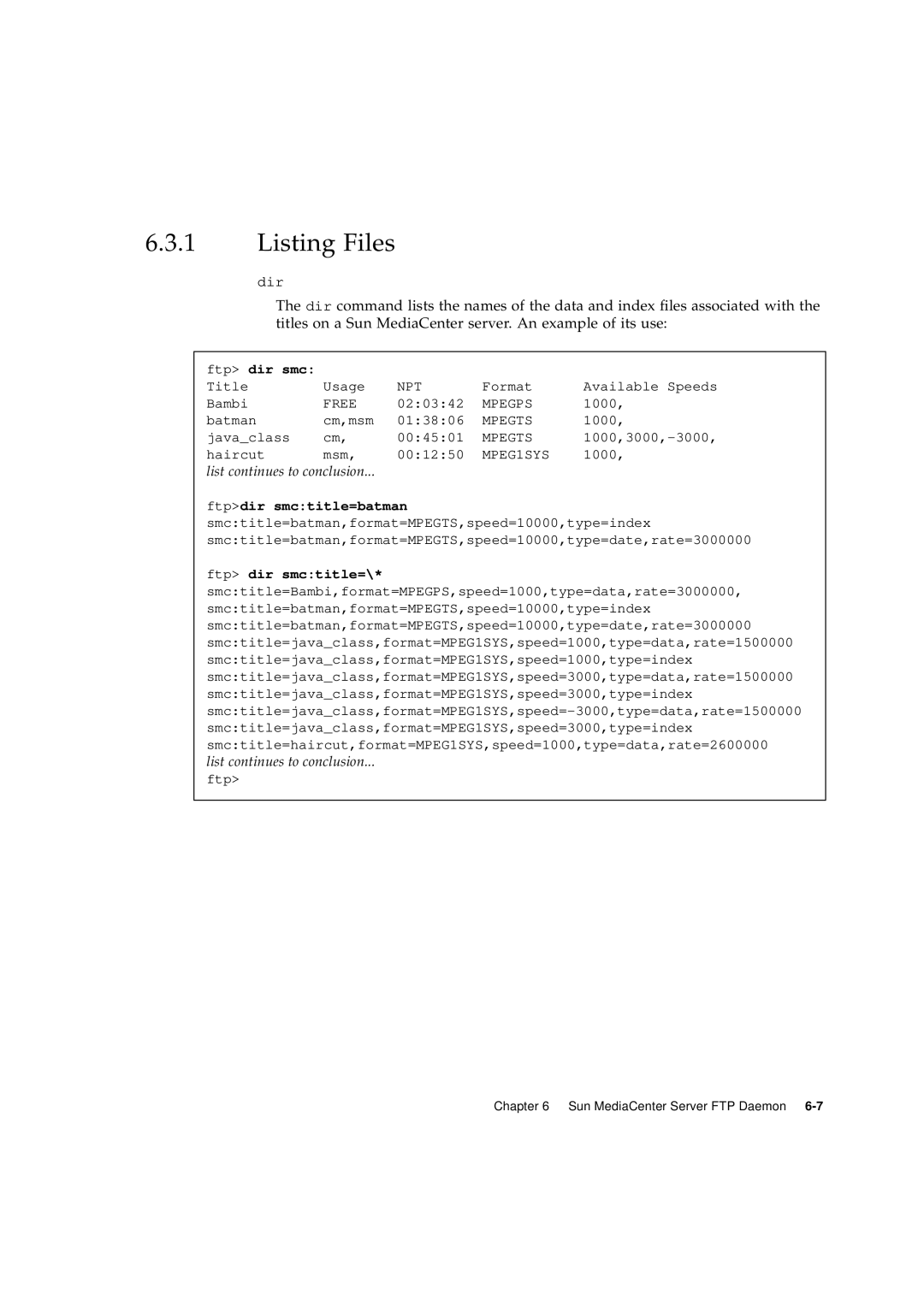 Sun Microsystems 2.1 manual Listing Files 