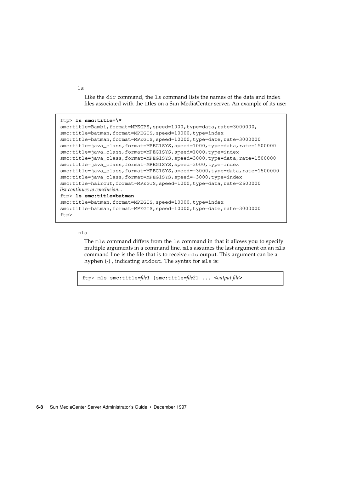 Sun Microsystems 2.1 manual Ftp ls smctitle=batman 