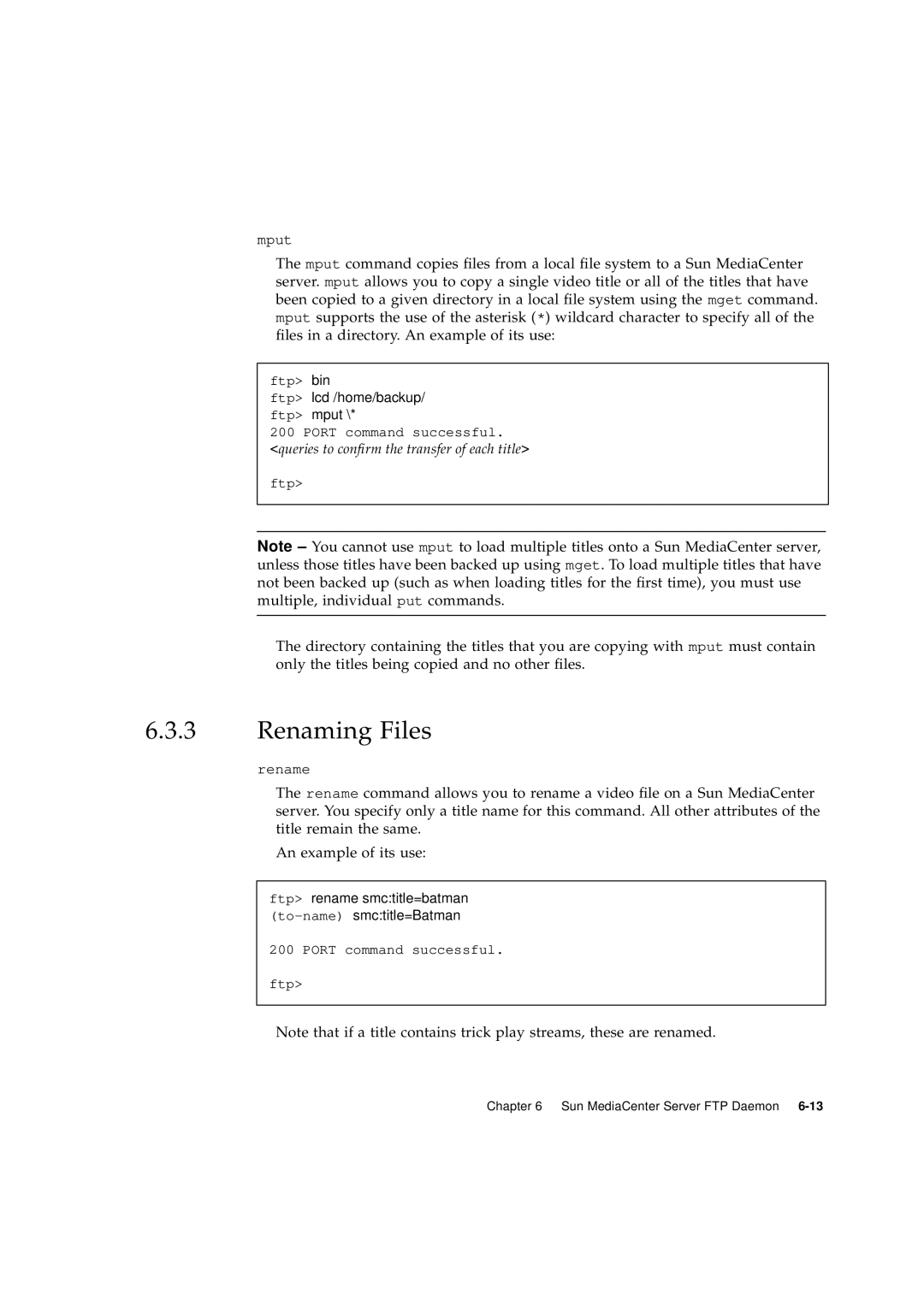 Sun Microsystems 2.1 manual Renaming Files 