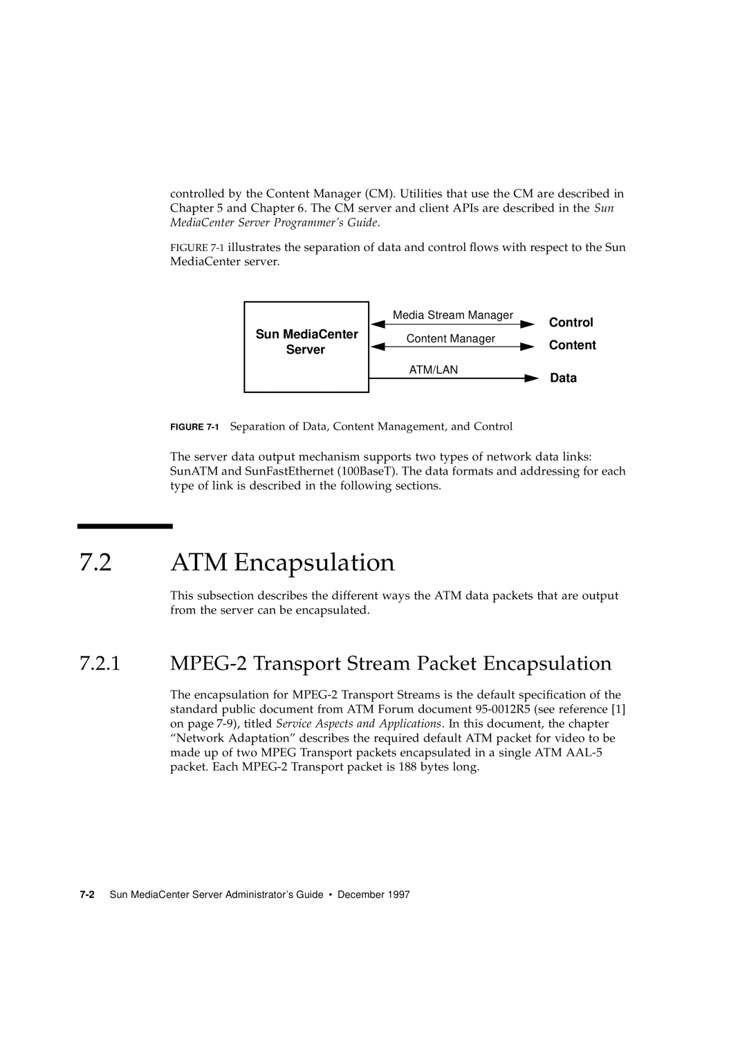 Sun Microsystems 2.1 manual ATM Encapsulation, MPEG-2 Transport Stream Packet Encapsulation 