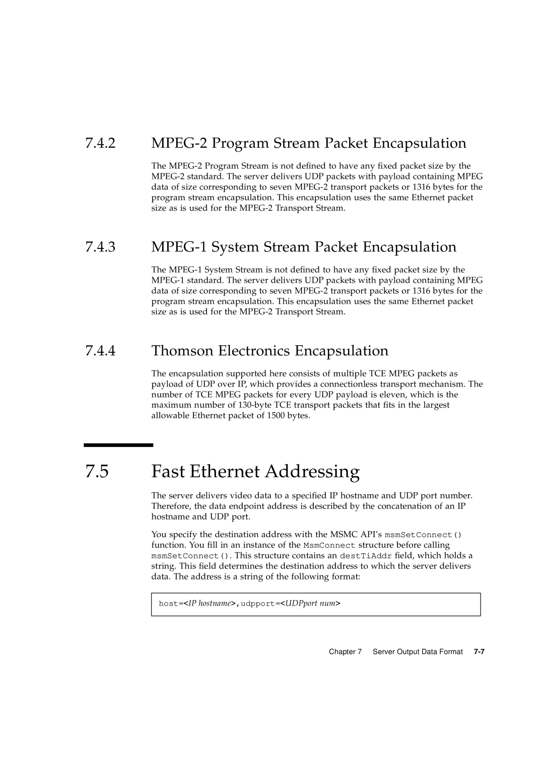 Sun Microsystems 2.1 manual Fast Ethernet Addressing, Thomson Electronics Encapsulation 