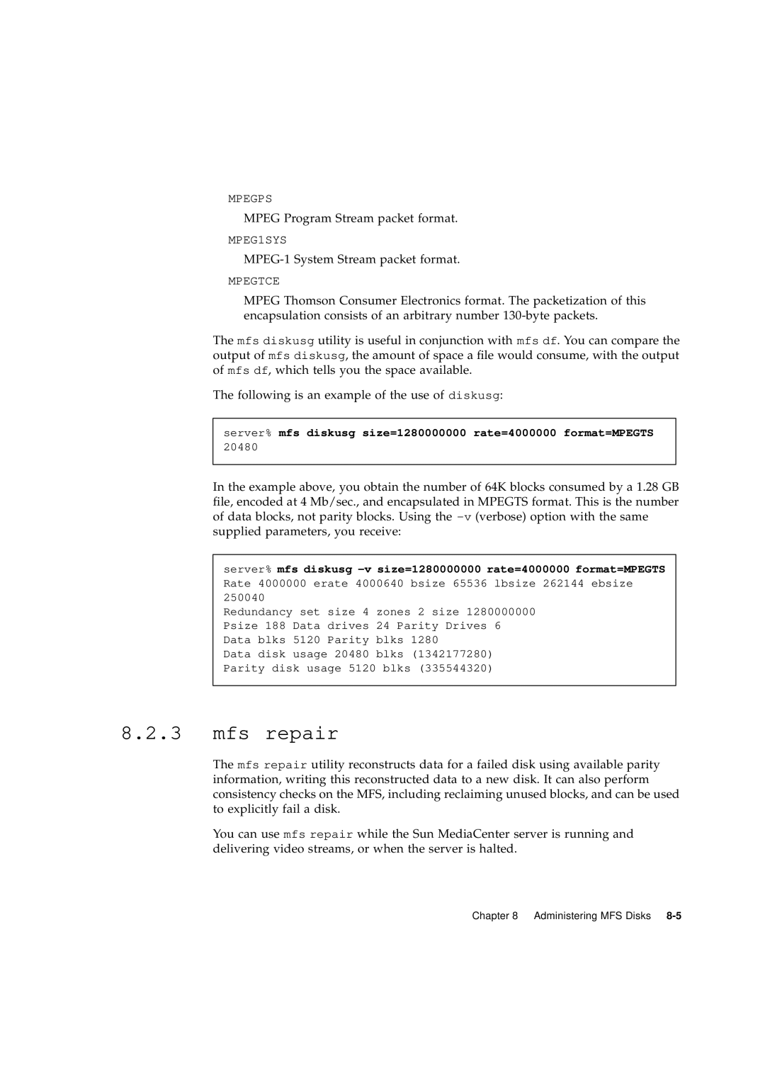 Sun Microsystems 2.1 manual Mfs repair 