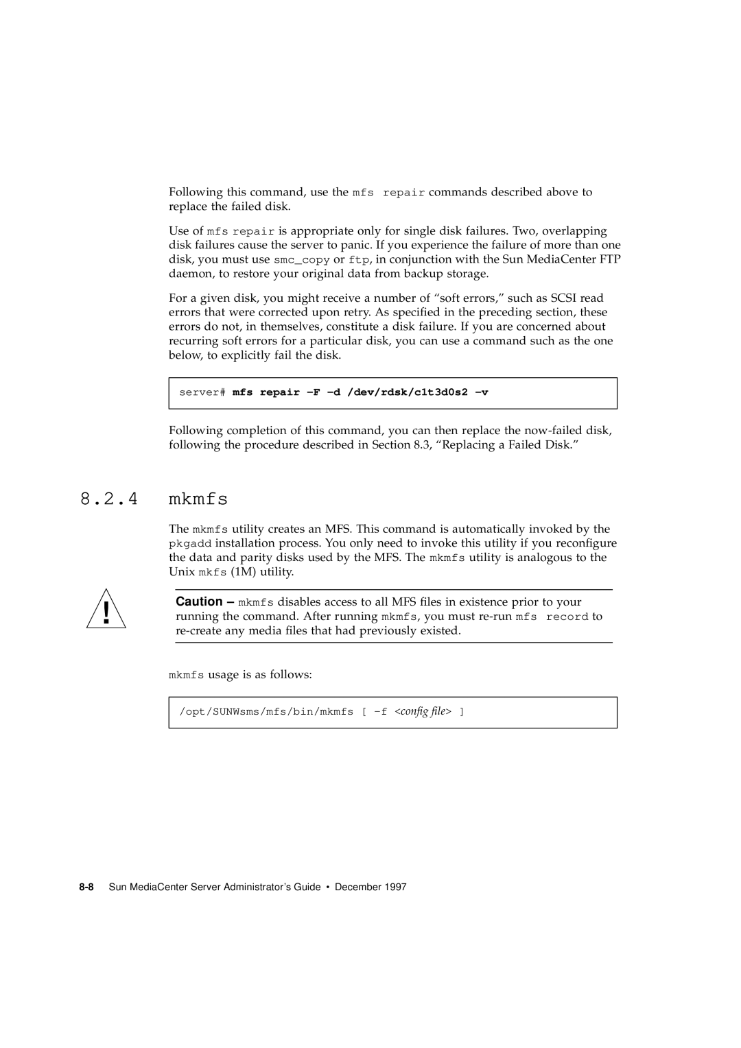 Sun Microsystems 2.1 manual Mkmfs 