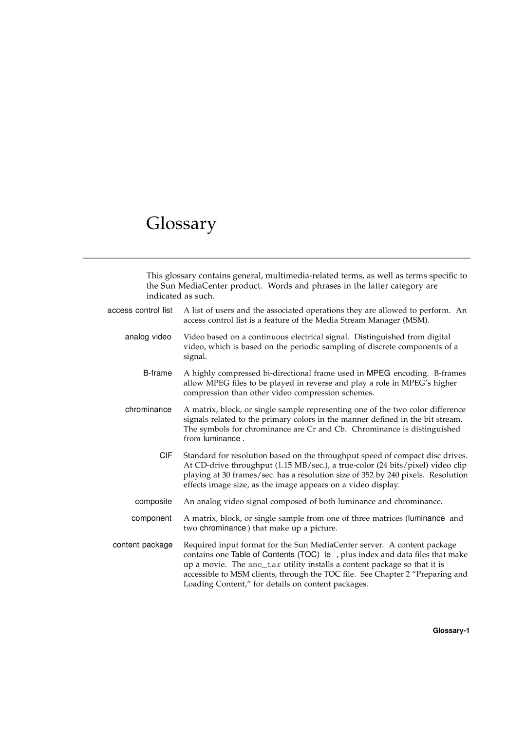 Sun Microsystems 2.1 manual Glossary 