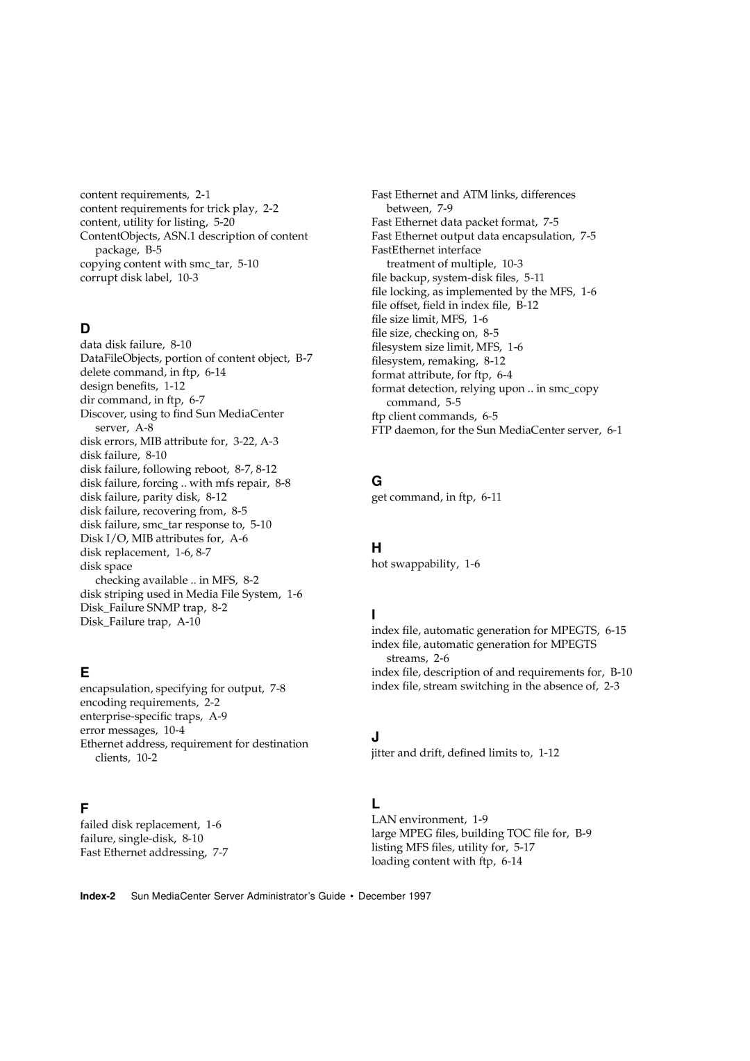 Sun Microsystems 2.1 manual Index-2Sun MediaCenter Server Administrator’s Guide December 