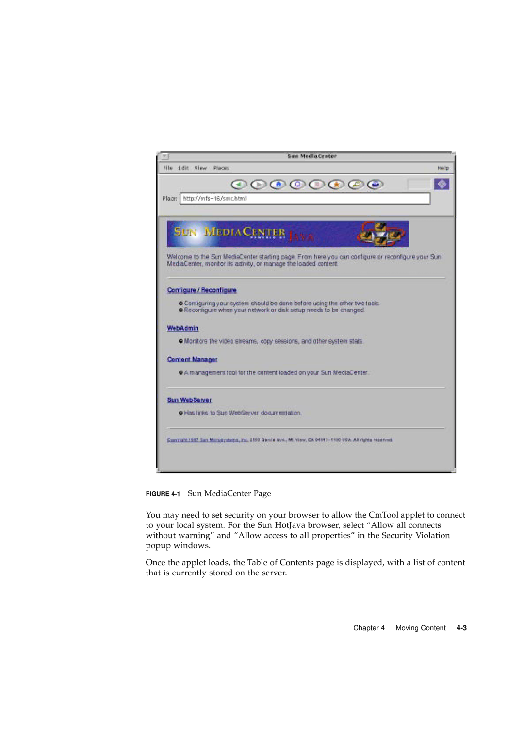 Sun Microsystems 2.1 manual Moving Content 