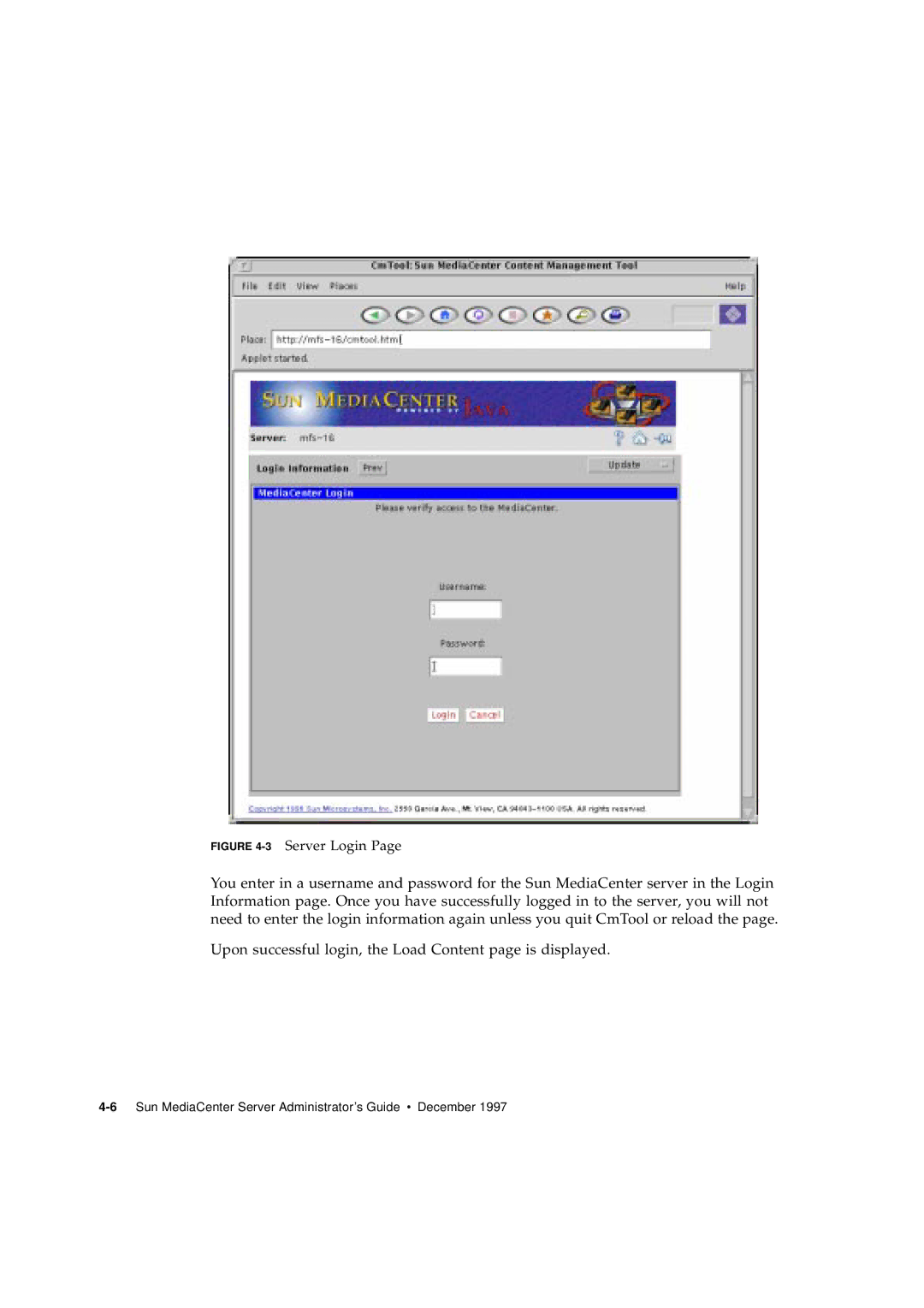 Sun Microsystems 2.1 manual 3Server Login 