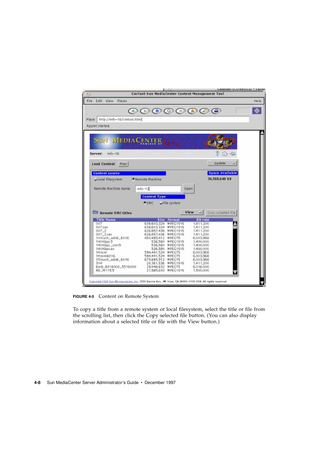 Sun Microsystems 2.1 manual 5Content on Remote System 