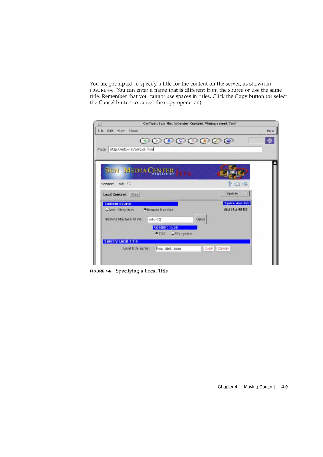 Sun Microsystems 2.1 manual 6Specifying a Local Title 