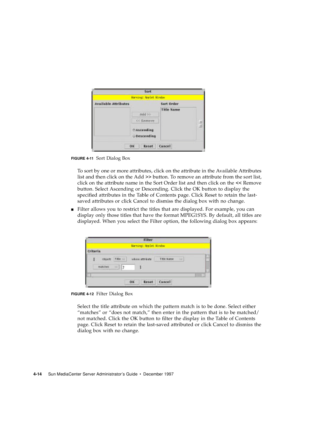 Sun Microsystems 2.1 manual 11Sort Dialog Box 