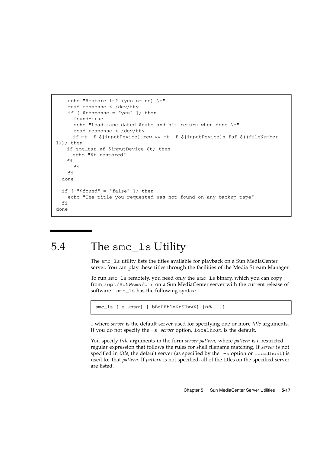 Sun Microsystems 2.1 manual Smcls Utility 