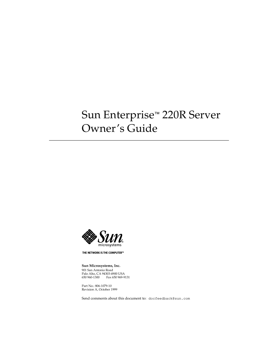 Sun Microsystems manual Sun Enterprise 220R Server Owner’s Guide, Sun Microsystems, Inc 