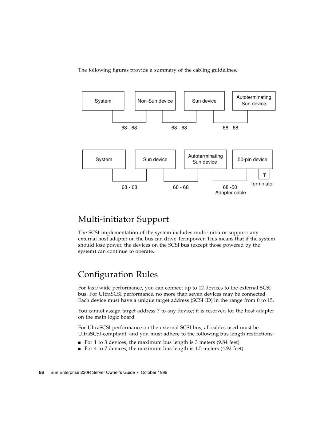Sun Microsystems 220R manual Multi-initiator Support, Configuration Rules 