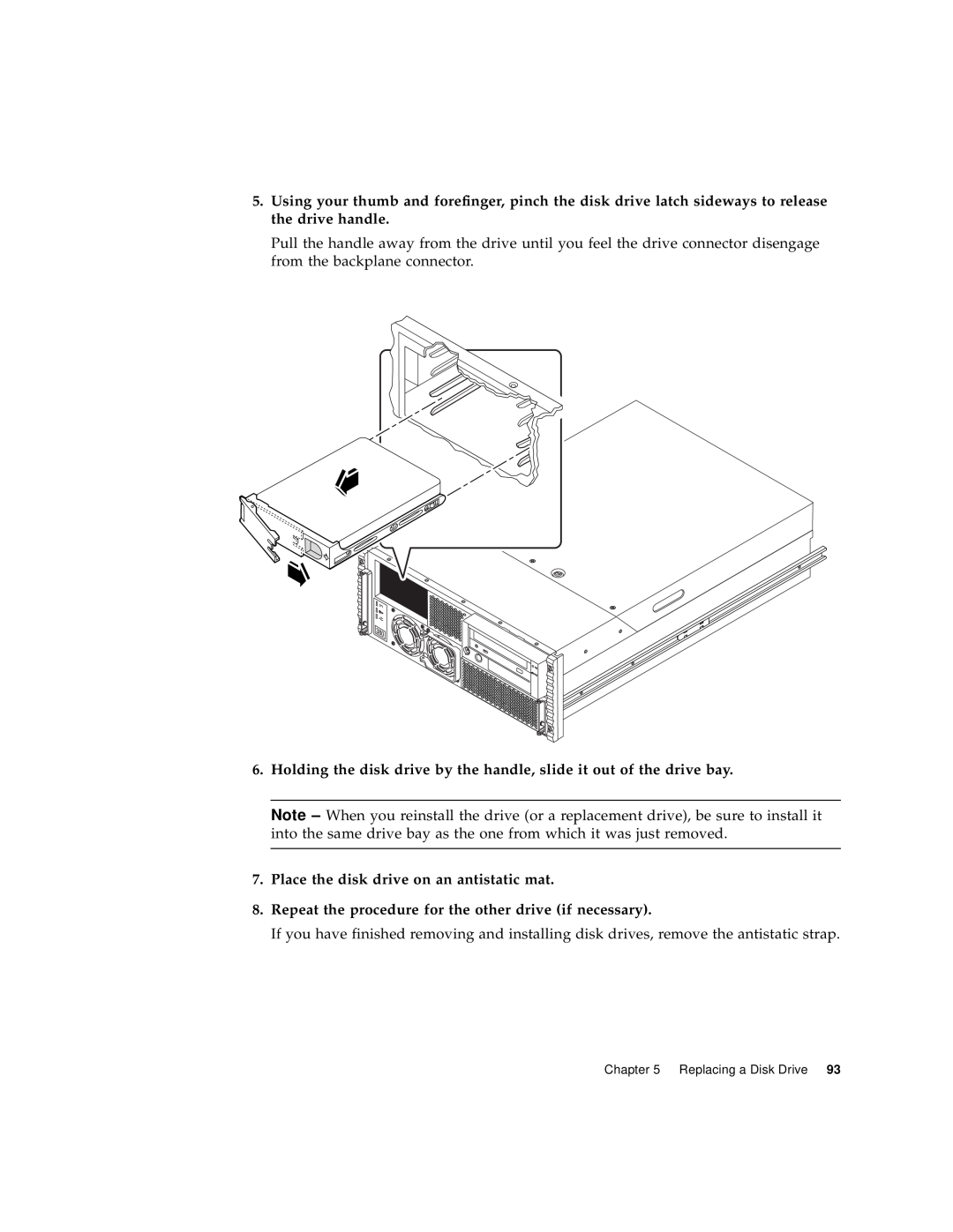Sun Microsystems 220R Place the disk drive on an antistatic mat, Repeat the procedure for the other drive if necessary 