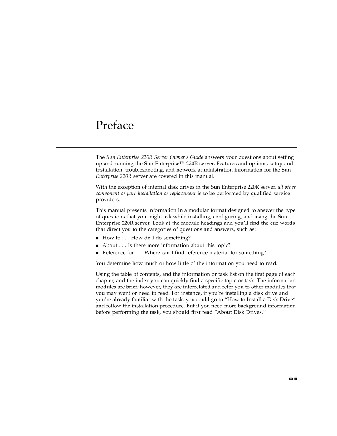 Sun Microsystems 220R manual Preface 