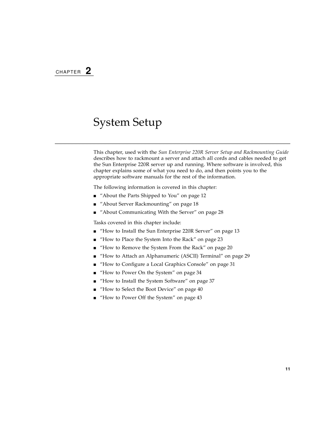 Sun Microsystems 220R manual System Setup 