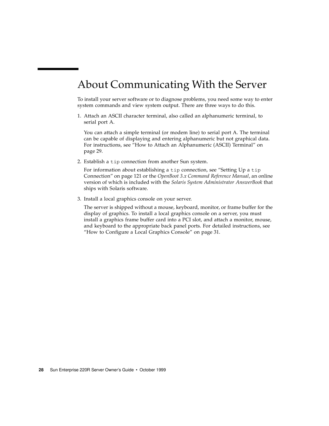 Sun Microsystems 220R manual About Communicating With the Server 
