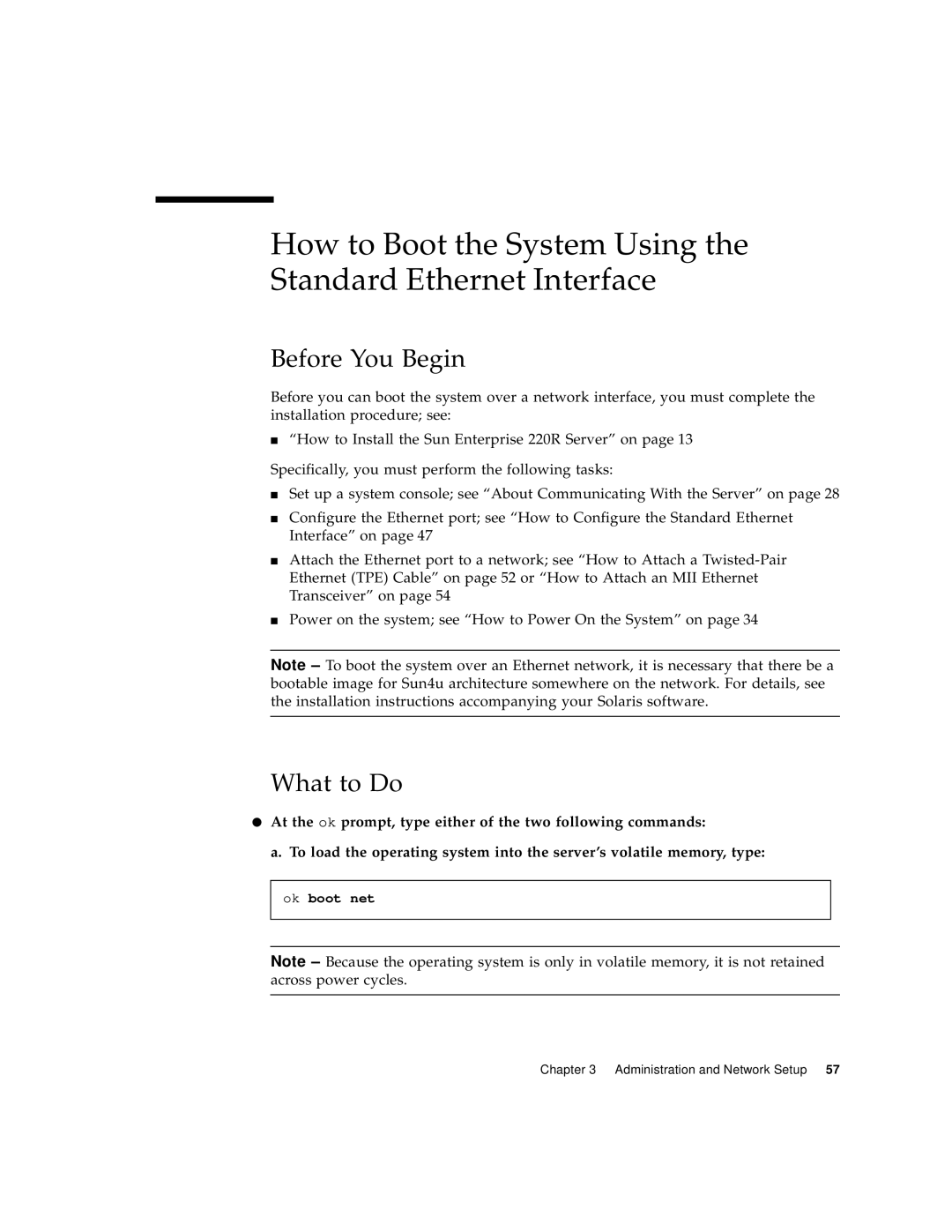 Sun Microsystems 220R manual How to Boot the System Using the Standard Ethernet Interface, Before You Begin, What to Do 