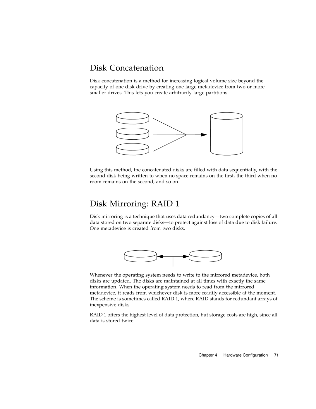 Sun Microsystems 220R manual Disk Concatenation, Disk Mirroring RAID 
