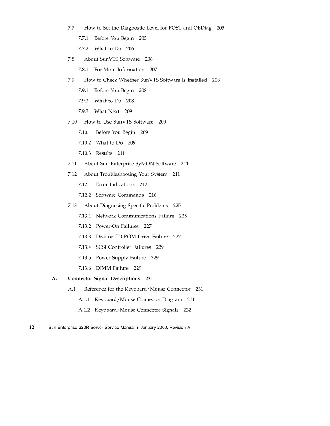 Sun Microsystems 220R service manual Connector Signal Descriptions 